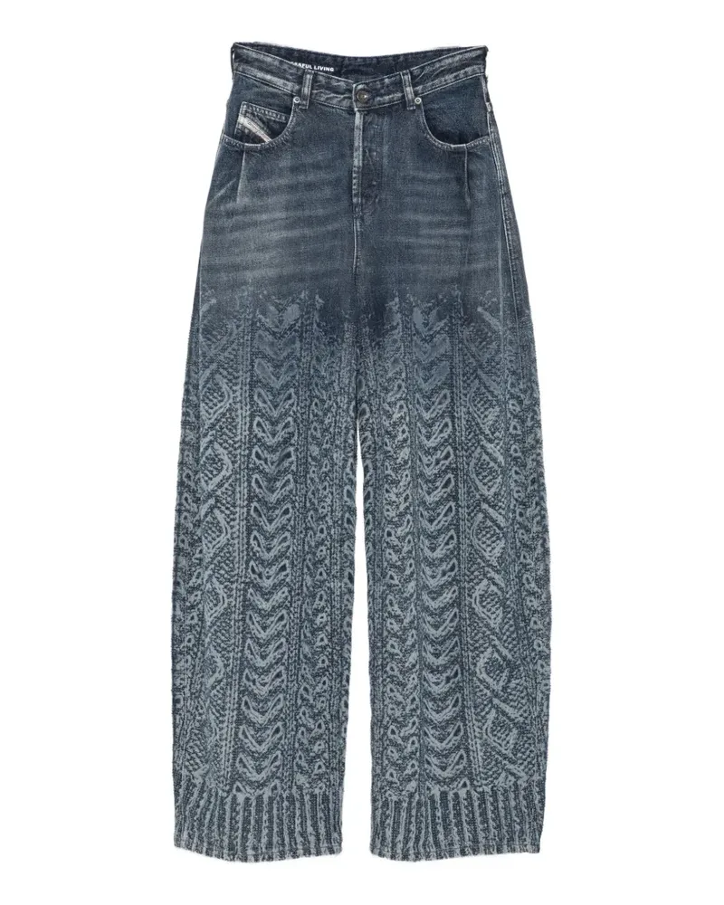 Diesel Weite Jeans mit Zopfmuster - Blau Blau