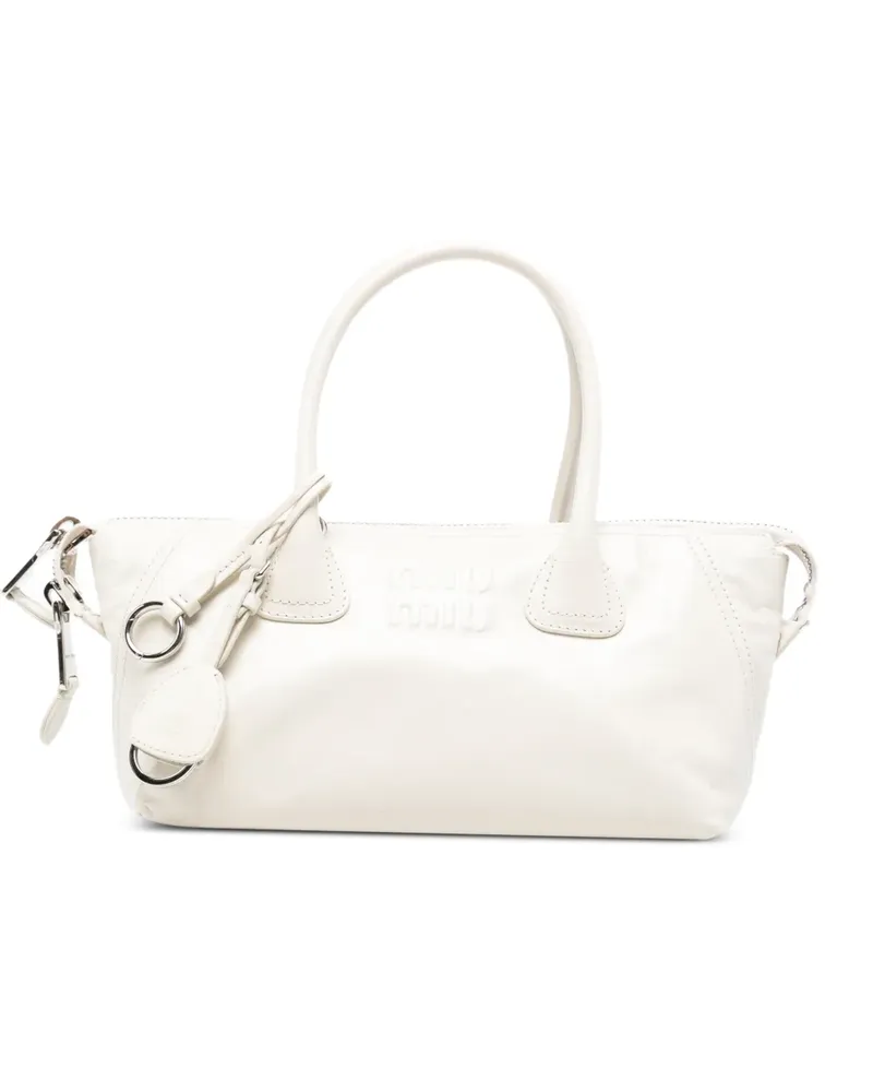 Miu Miu Schultertasche mit Logo-Prägung - Weiß Weiß