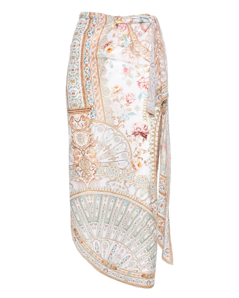 Camilla Kaftan mit Blumen-Print - Weiß Weiß