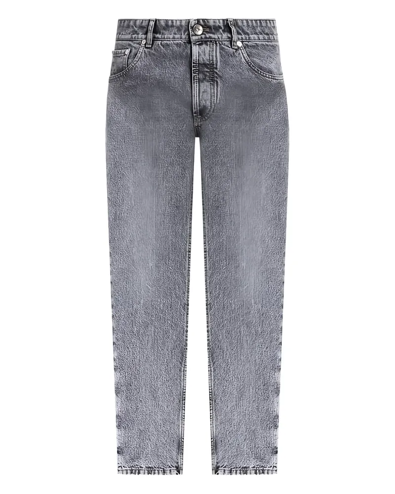 Brunello Cucinelli Straight-Leg-Jeans mit bestickten Taschen - Grau Grau