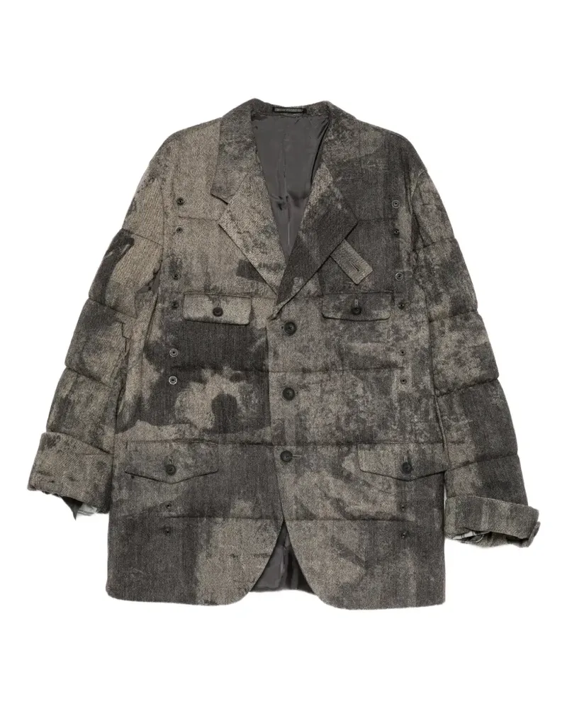 Yohji Yamamoto Wattierte Jacke mit Print - Grau Grau