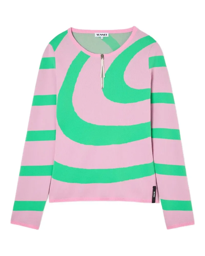 SUNNEI Gestreiftes Top mit Reißverschluss - Rosa Rosa
