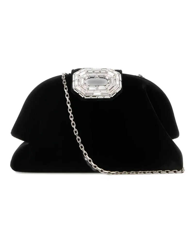 Amina Muaddi Camelia Clutch aus Samt - Schwarz Schwarz