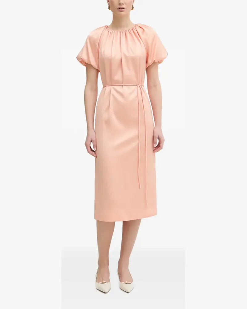 Twin-Set gathered puff-sleeve midi dress - Rosa Rosa