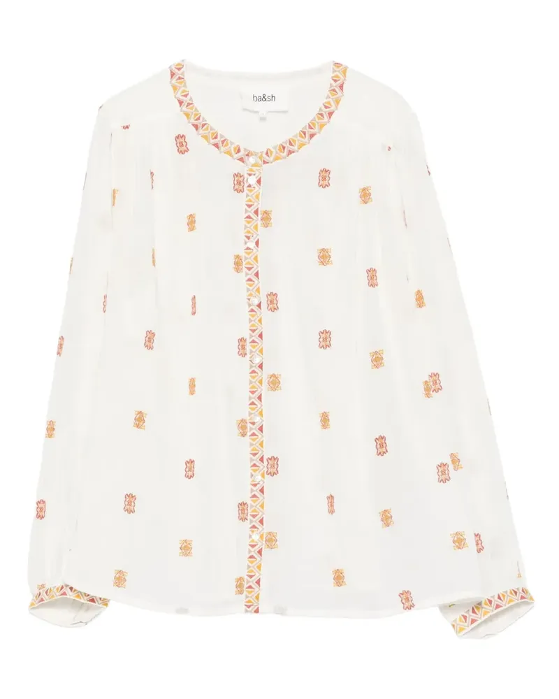 ba&sh Daphne Bluse mit geometrischem Muster - Weiß Weiß