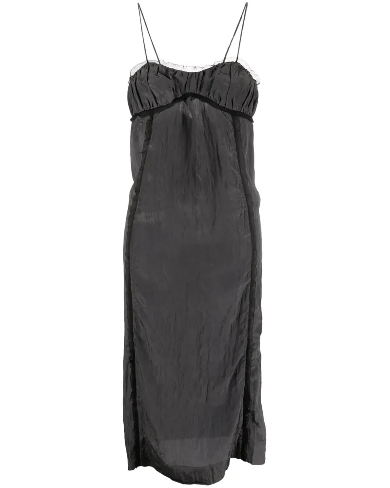 Ganni Midikleid mit Trägern - Grau Grau