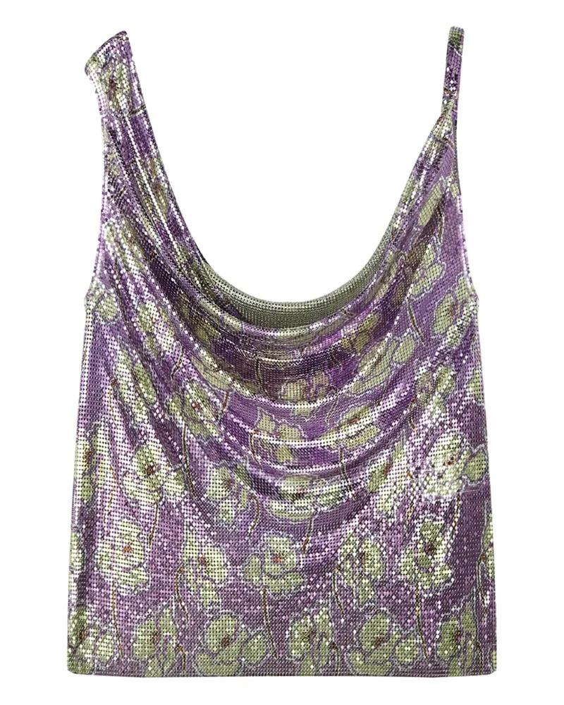Versace Mesh-Oberteil mit drapiertem Kragen - Violett Violett