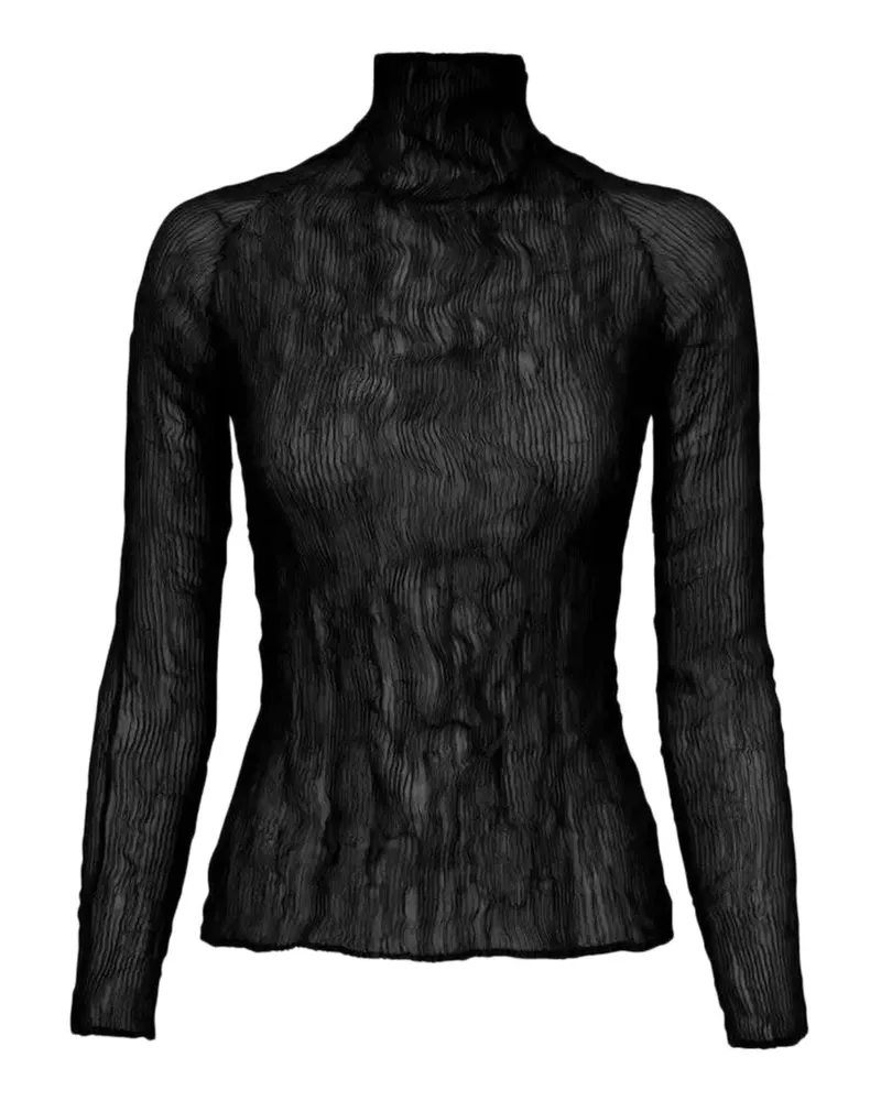 Issey Miyake Oberteil mit Stehkragen - Schwarz Schwarz