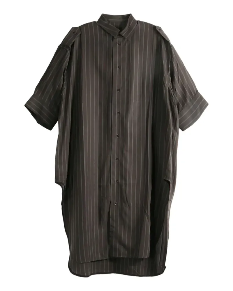 Omar Afridi vertical-stripe epaulette shirt - Braun Braun