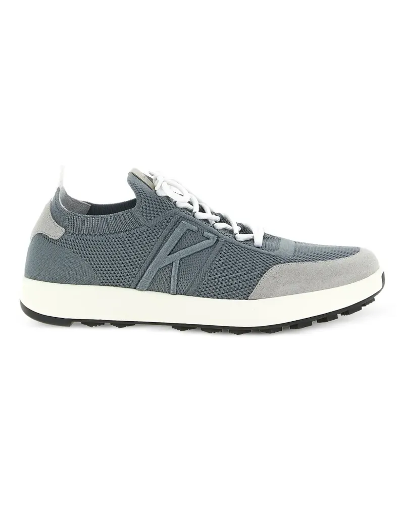 Kiton suede-panelled slip-on sneakers - Blau Blau