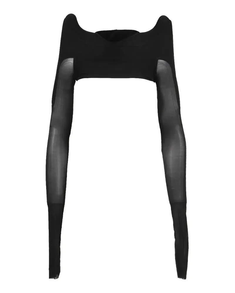 Rick Owens Langärmeliges Cropped-Oberteil - Schwarz Schwarz