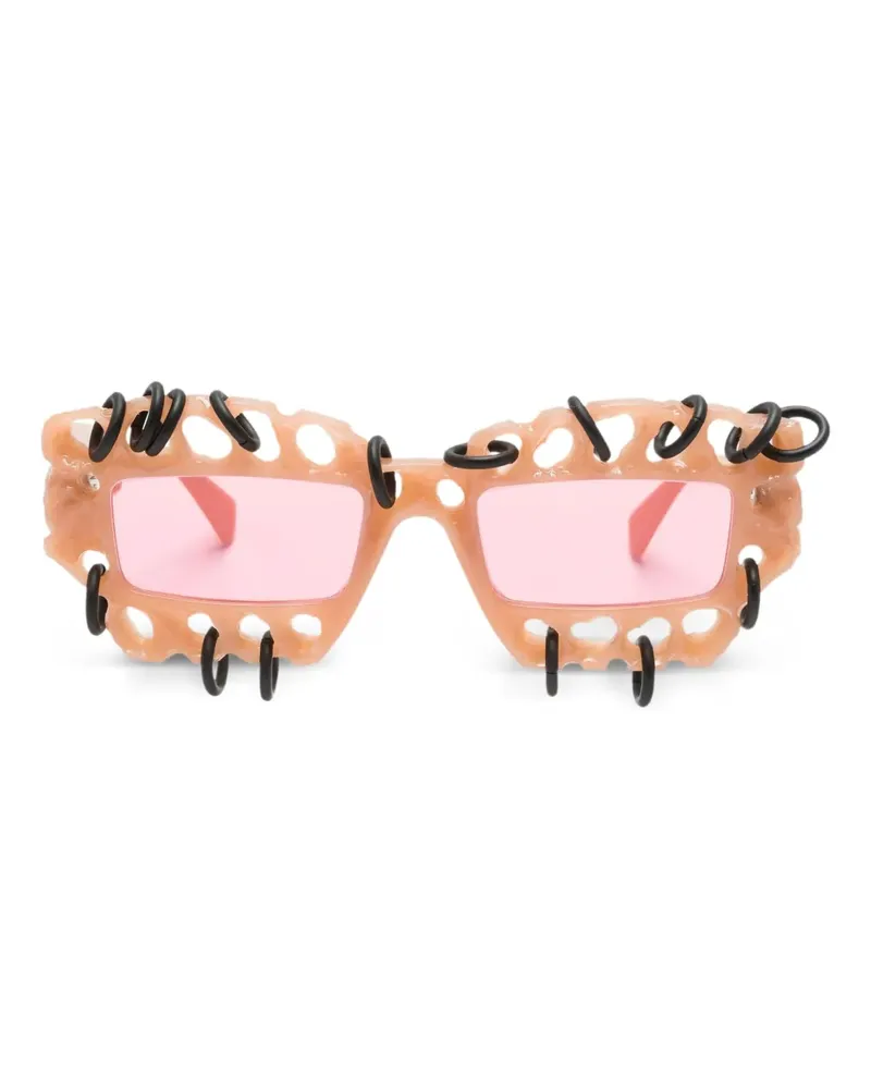 KUBORAUM Sonnenbrille mit eckigem Gestell - Nude Nude