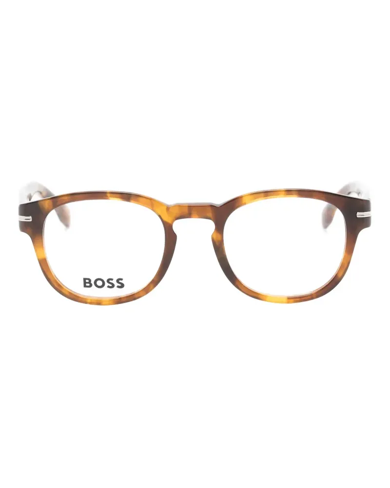 HUGO BOSS tortoiseshell-effect round-frame glasses - Braun Braun