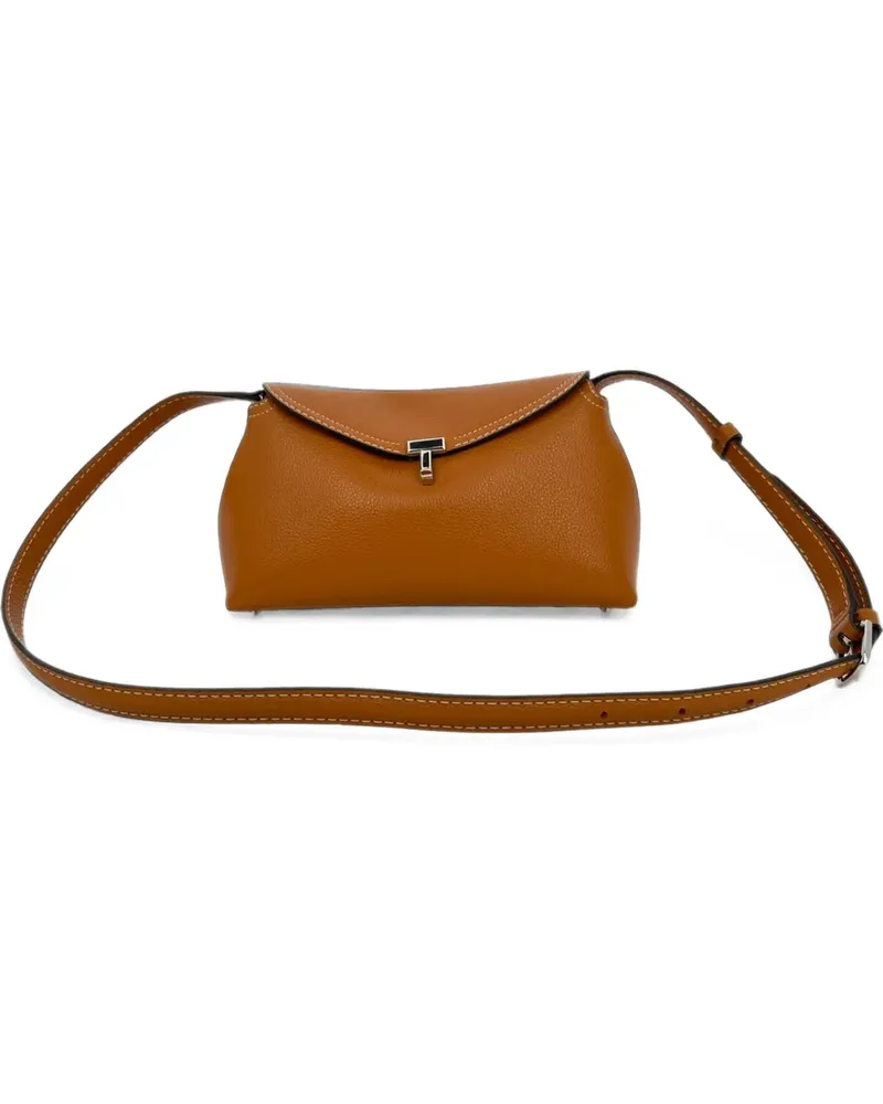 Totême T-Lock grained shoulder bag - Braun Braun