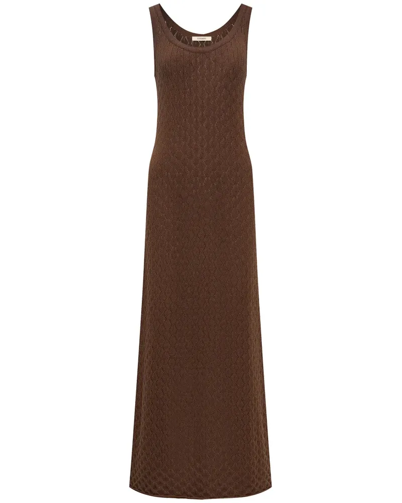 12 STOREEZ Maxikleid in Lochstrick - Braun Braun