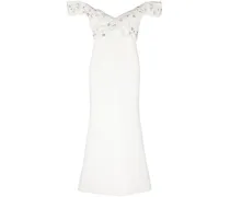 Schulterfreies Abendkleid aus Tüll - Weiß