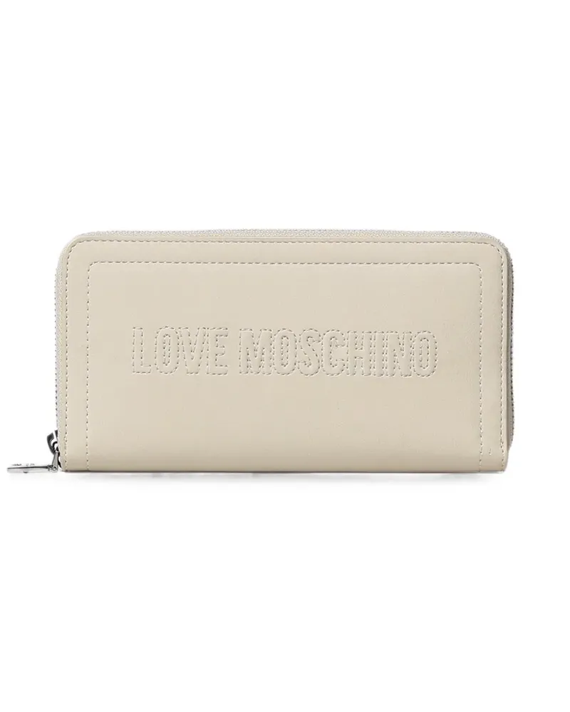 Moschino embroidered zip-around wallet - Nude Nude
