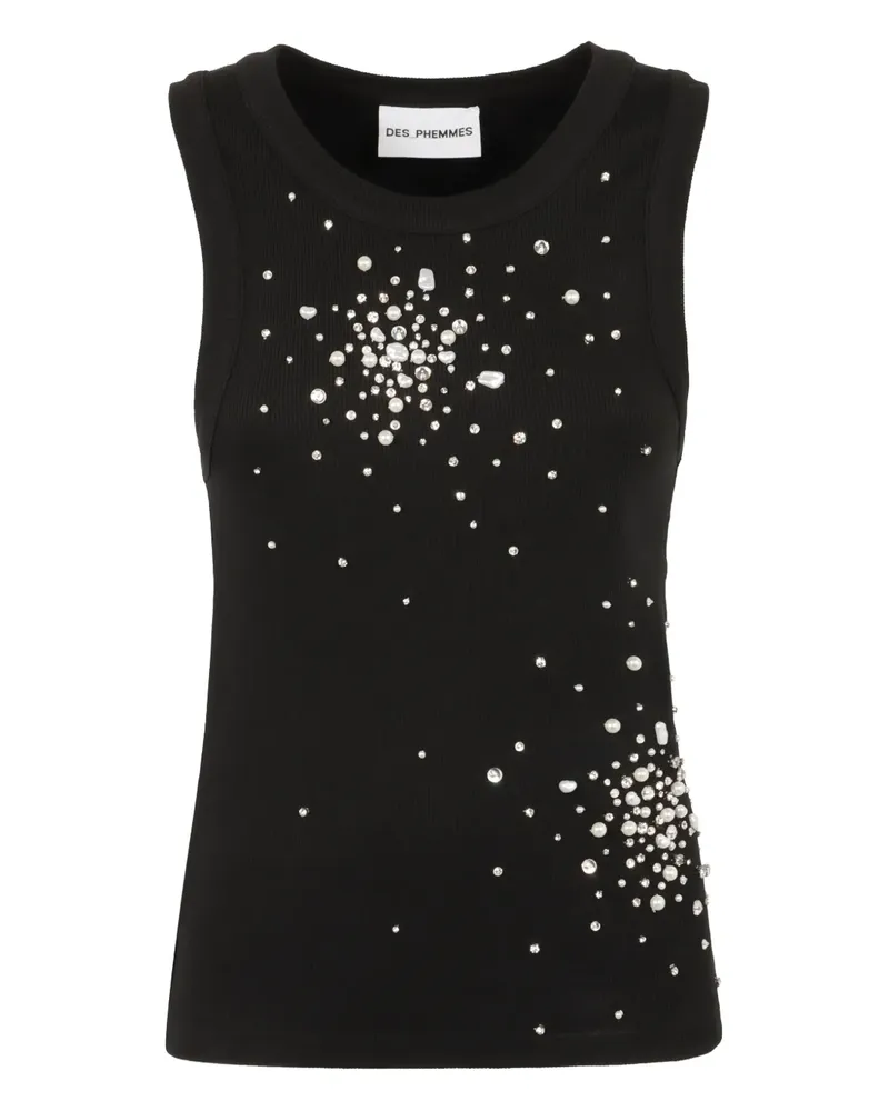 Des Phemmes Ärmelloses Top mit Kristallen - Schwarz Schwarz