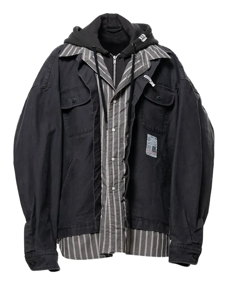 MIHARAYASUHIRO Hemdjacke im Layering-Look - Schwarz Schwarz