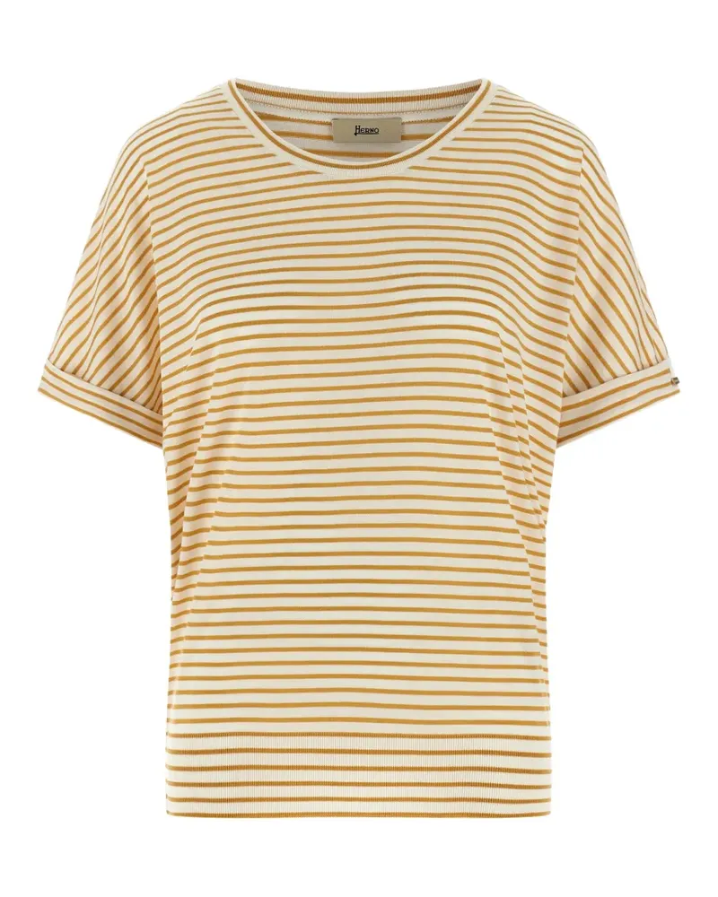 Herno Gestreiftes T-Shirt mit Bündchen - Gelb Gelb