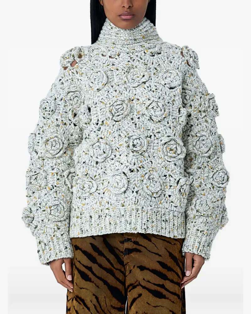 Ganni floral crochet sweater - Weiß Weiß