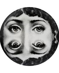 Fornasetti Teller mit Gesicht-Motiv Weiß