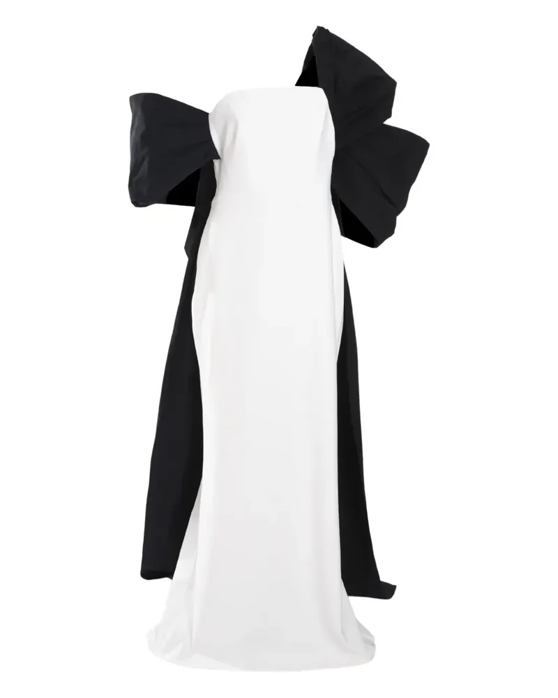 Marchesa Drapiertes Taft-Kleid - Weiß Weiß