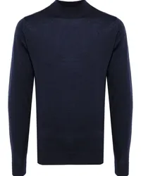 John Smedley Fein gestrickter Pullover mit Stehkragen Blau