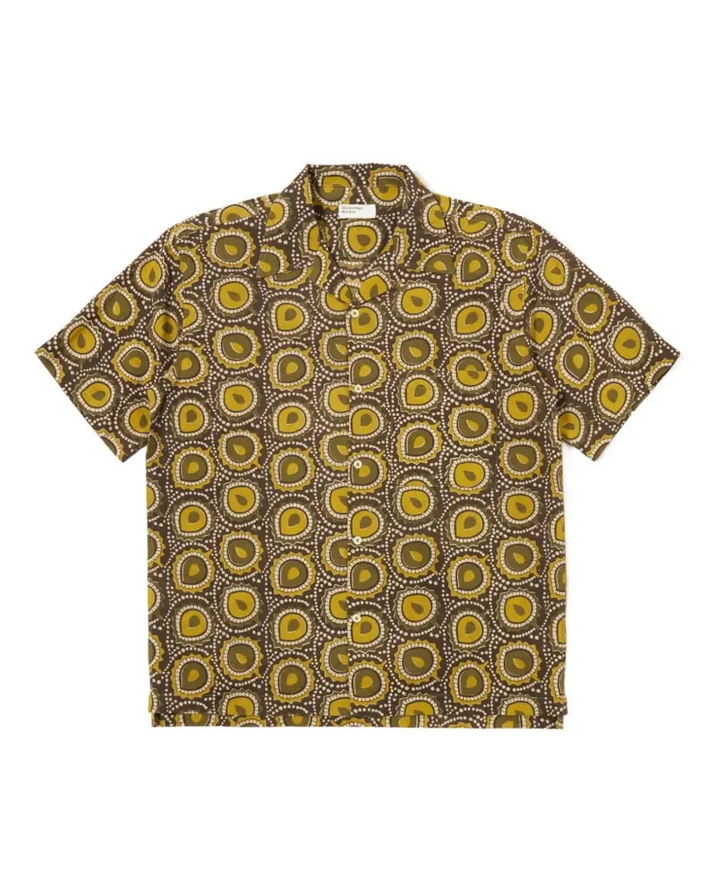 Universal Works Camp olive-print short-sleeve shirt - Grün Grün