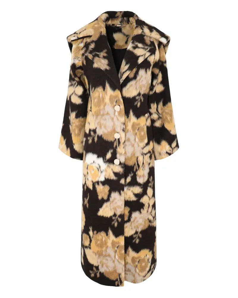 Cult Gaia Geknöpfter Mantel mit Blumen-Print - Schwarz Schwarz