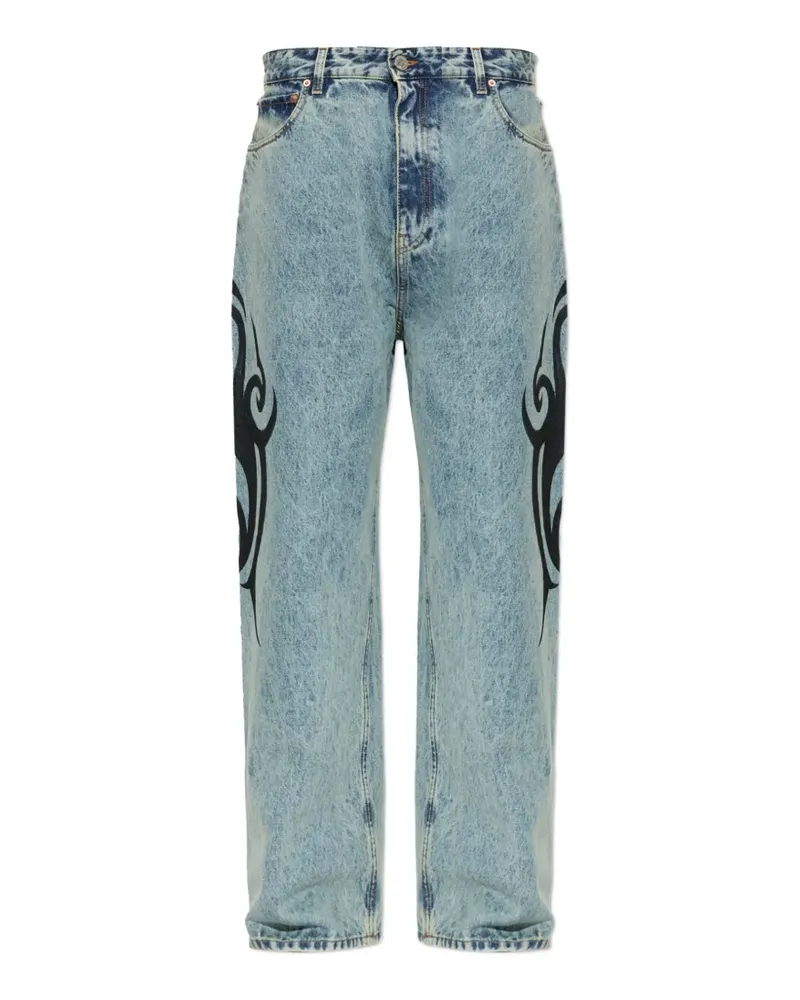 VETEMENTS graphic-print jeans - Blau Blau