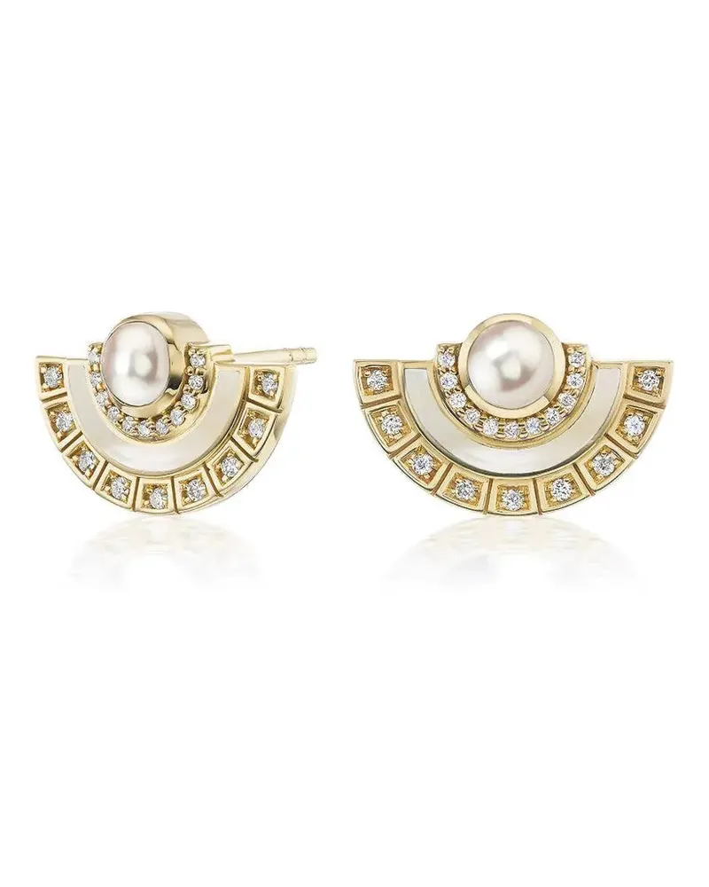 Sorellina 18K yellow gold Alba diamond and pearl earrings Gold