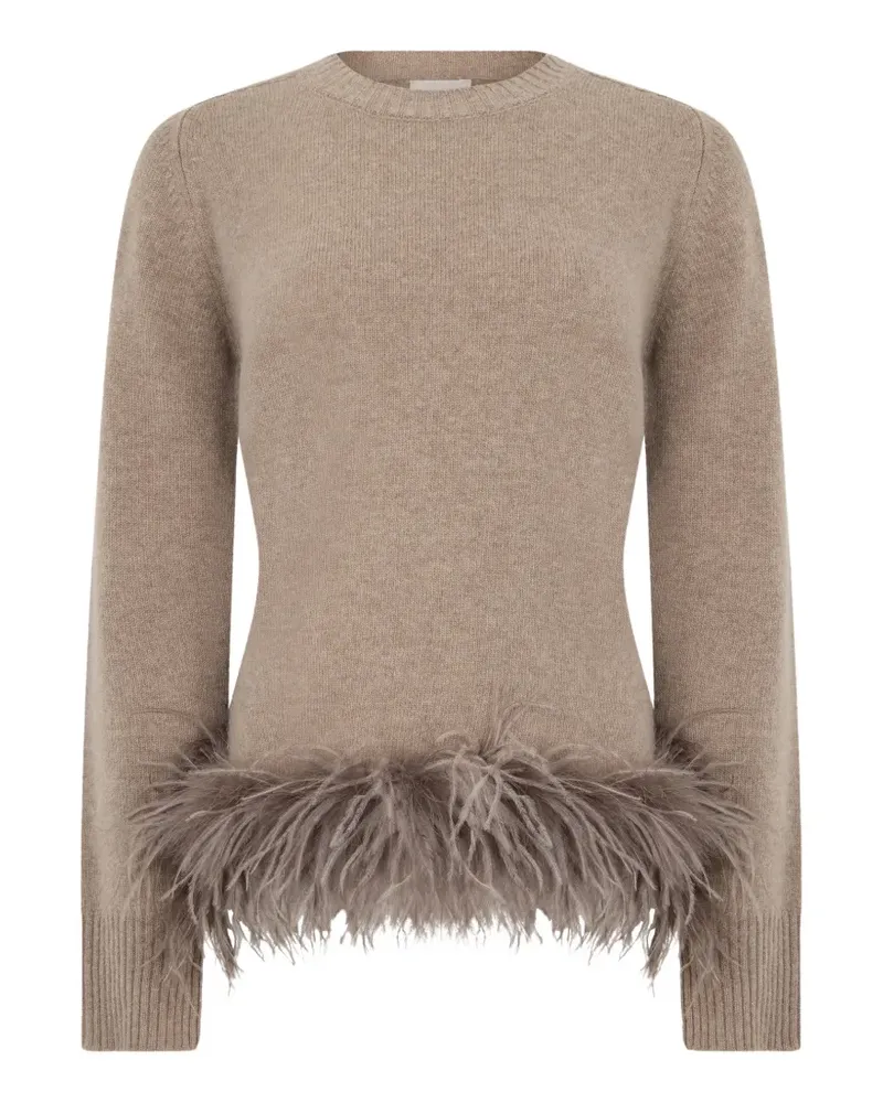 P.A.R.O.S.H. P.A.R.O H. feather-trim tie-waist sweater - Nude Nude