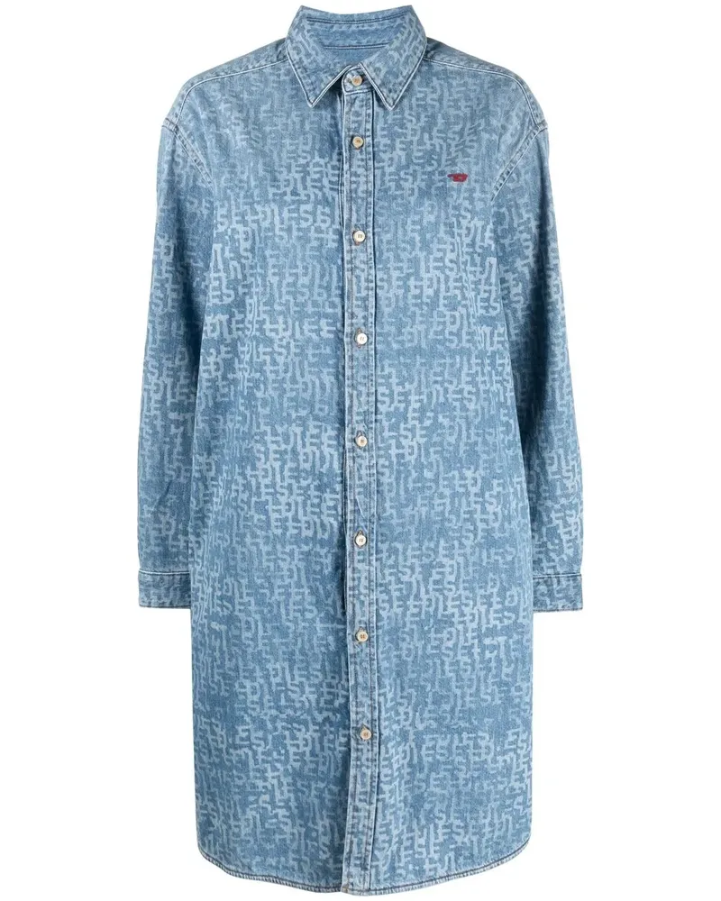 Diesel Hemdkleid mit Logo-Print - Blau Blau