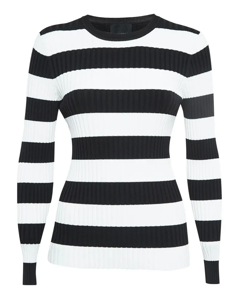 Cynthia Rowley Gerippter Pullover mit Streifen - Schwarz Schwarz