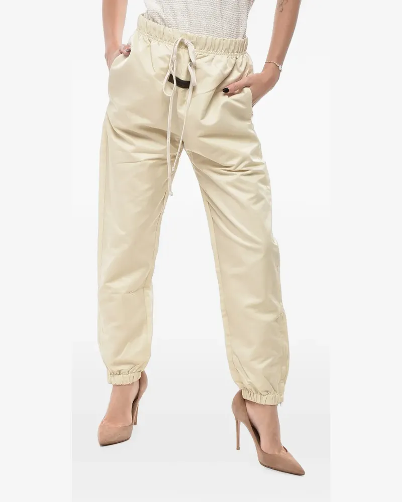 Fear of God logo-patch drawstring-waist tapered trousers - Nude Nude