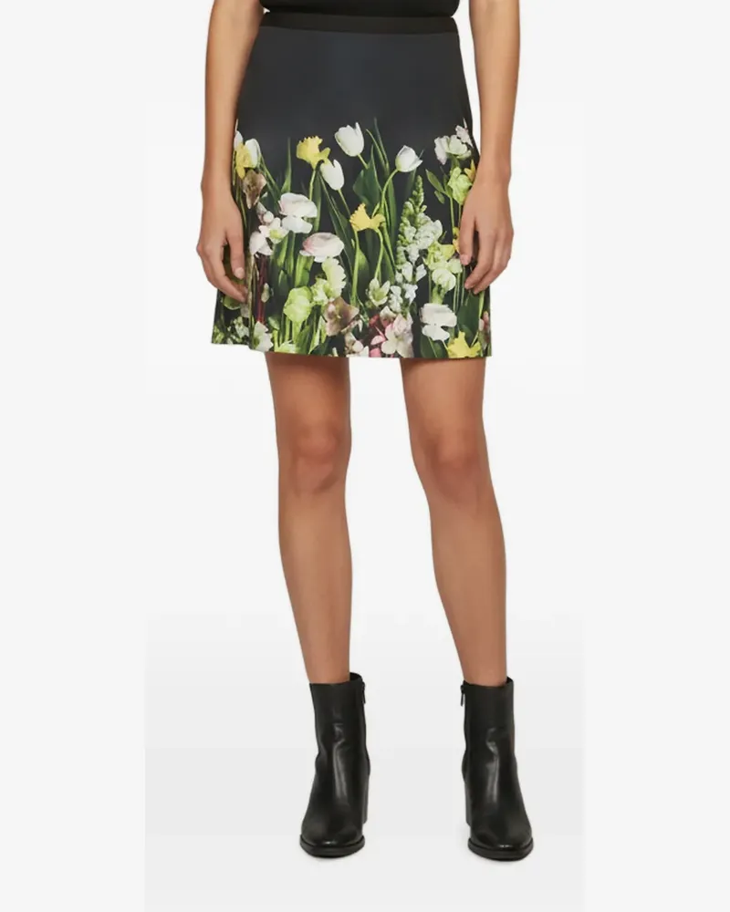 Victoria Beckham x Target A-Linien-Minirock mit Blumenprint - Schwarz Schwarz