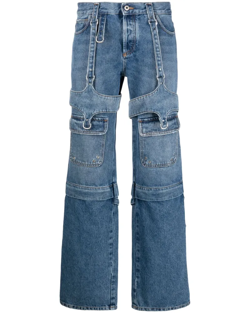 OFF-WHITE Cargo Zip Straight-Leg-Jeans - Blau Blau