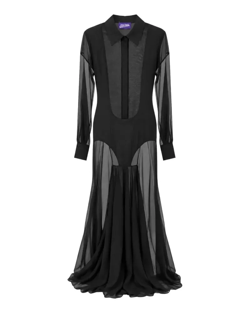 Jean Paul Gaultier sheer-panelled shirt dress - Schwarz Schwarz