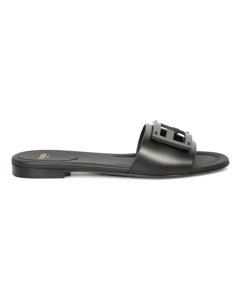 Fendi Baguette logo-plaque leather sandals - Schwarz Schwarz