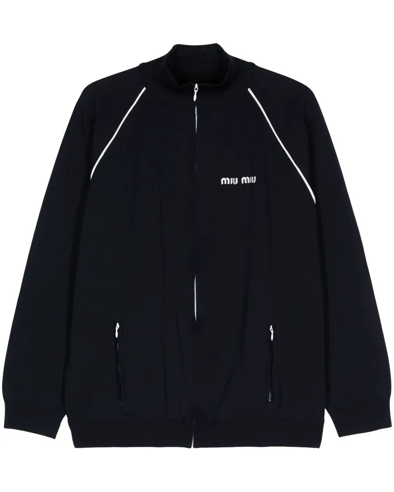 Miu Miu Bomberjacke mit Logo-Stickerei - Blau Blau