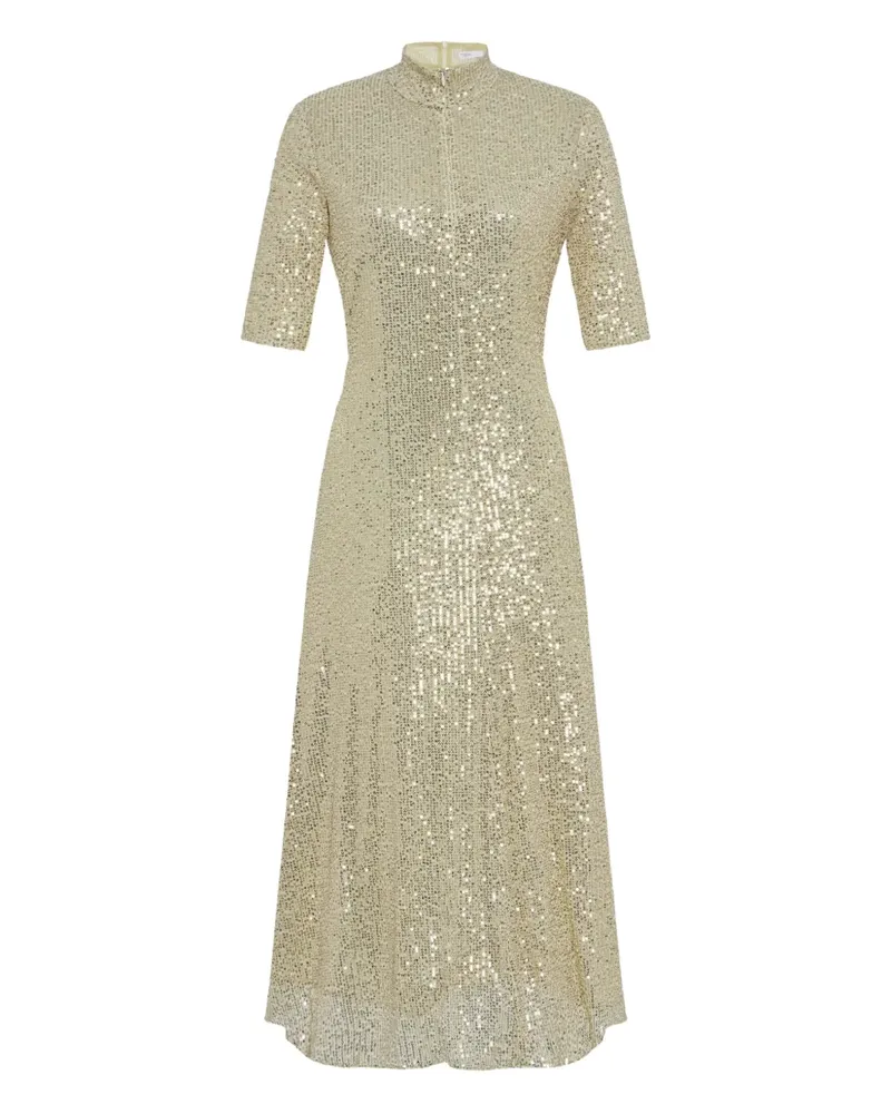 Rosetta Getty Rollkragen-Midikleid mit Pailletten - Nude Nude