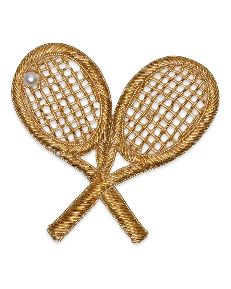 Thom Browne Brosche im Tennisschläger-Design - Gold Gold