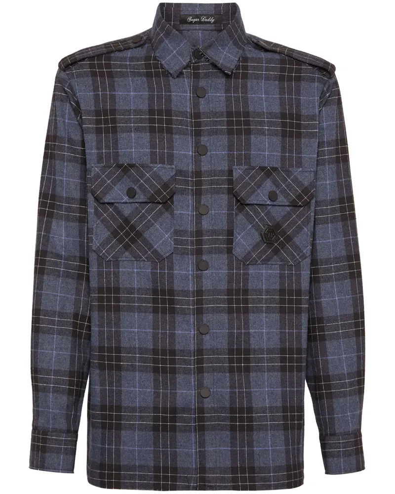 Philipp Plein Hemd mit Skull&Bones-Print - Blau Blau