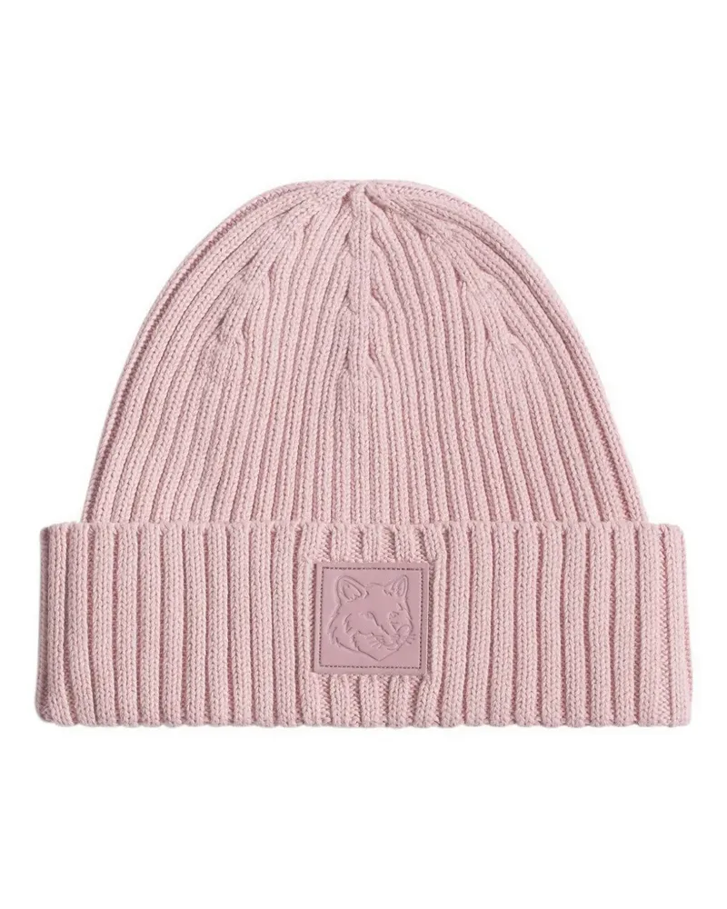 Kitsuné Beanie mit Logo-Patch - Rosa Rosa