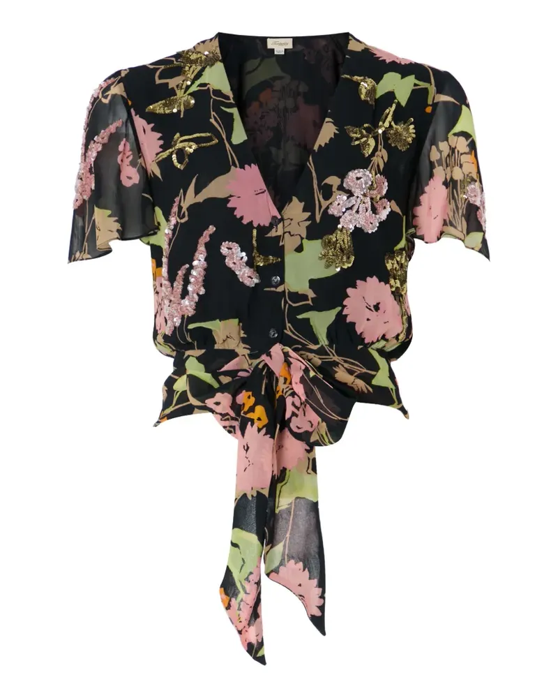 Temperley London Maisie sequin-embellished floral-print blouse - Schwarz Schwarz