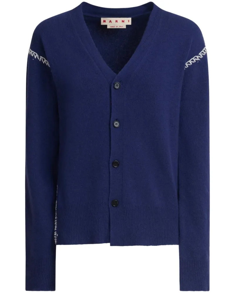 Marni Cardigan mit Ziernähten - Blau Blau