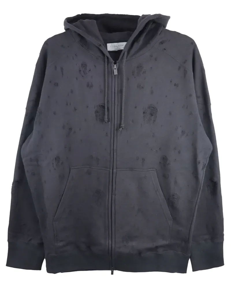Yohji Yamamoto Kapuzenjacke mit Reißverschluss - Schwarz Schwarz
