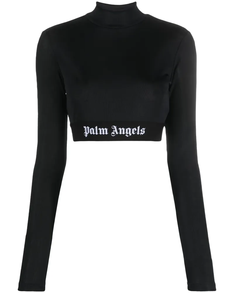 Palm Angels Cropped-Top mit Logo - Schwarz Schwarz
