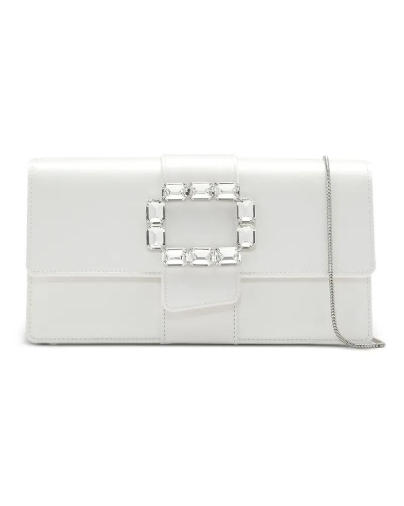 Manolo Blahnik Maycapjou crystal-buckle clutch bag - Weiß Weiß